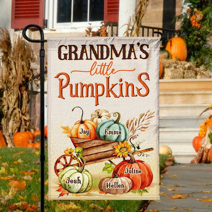 "Grandma's Little Pumpkins" Personalized Garden Flag - Custom Fall Decor for Grandma