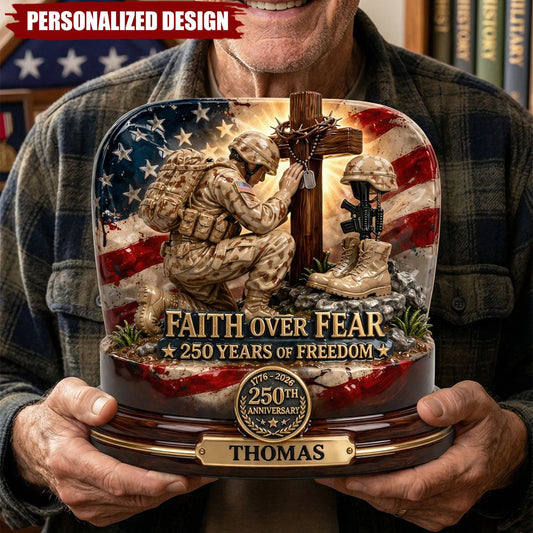 250Th America Anniversary Plaque for Military / Veteran with personalized design details for meaningful gifting