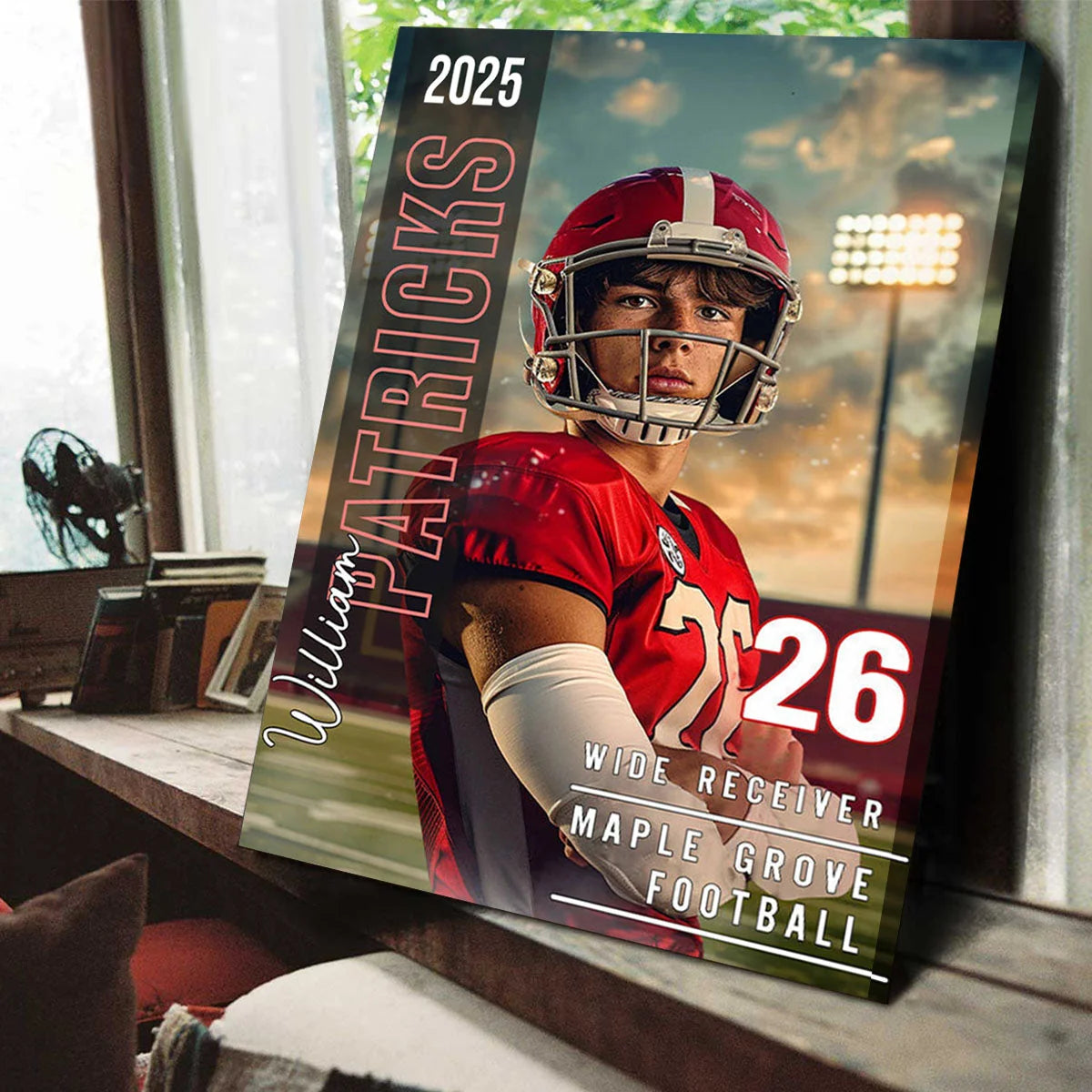 Personalized Football Player Canvas / Poster - Custom Sports Name Number Wall Art Gift