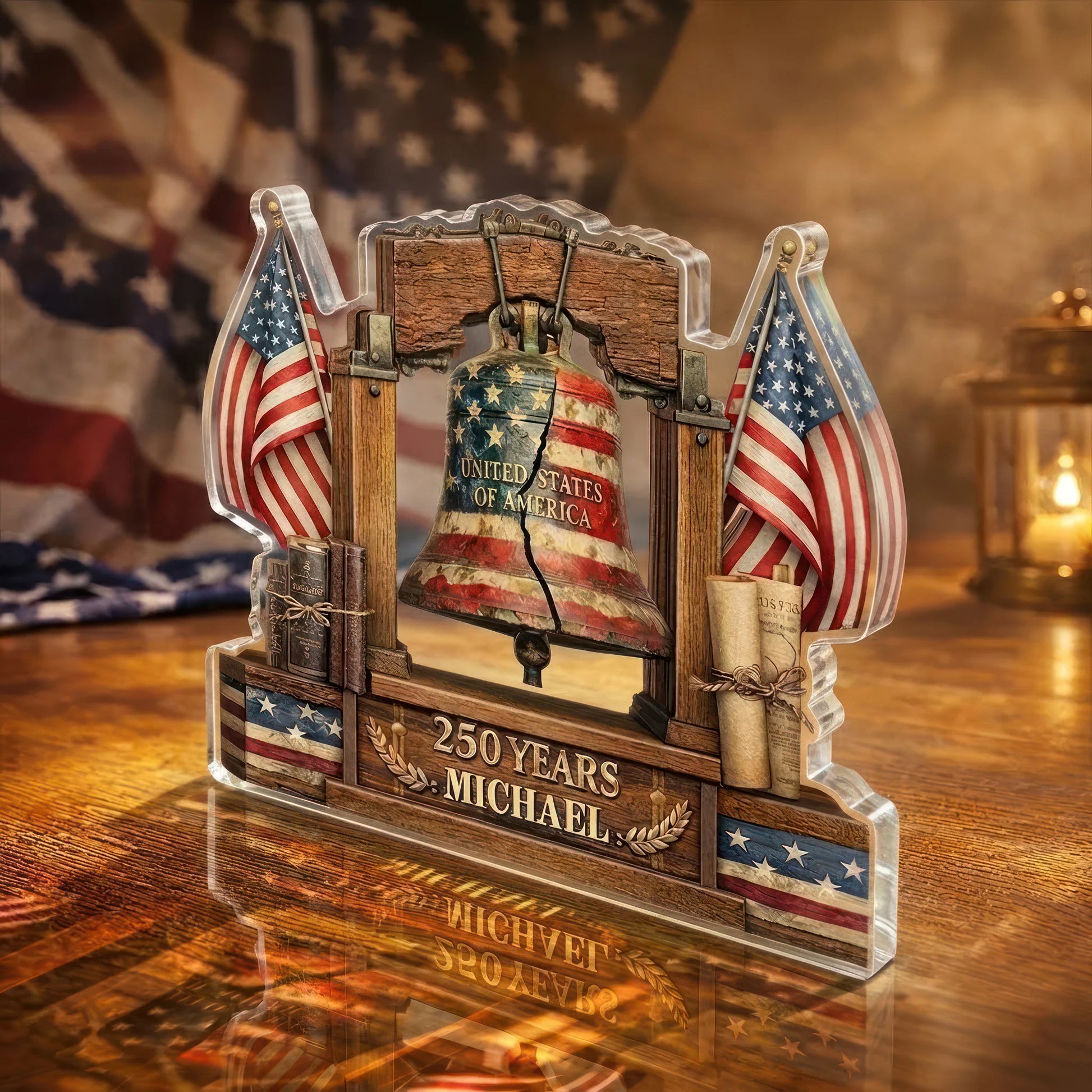 Custom Liberty Bell Plaque personalization view for Dad