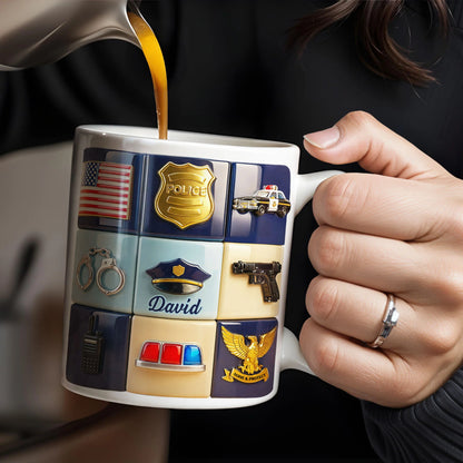 Serve & Protect Personalized Police Officer Mug for Dad - Custom Law Enforcement Gift