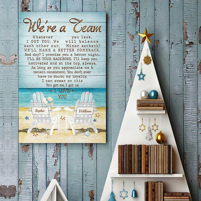 "We're A Team" Personalized Couple Canvas / Poster - Custom Name Gift for Husband Wife Anniversary