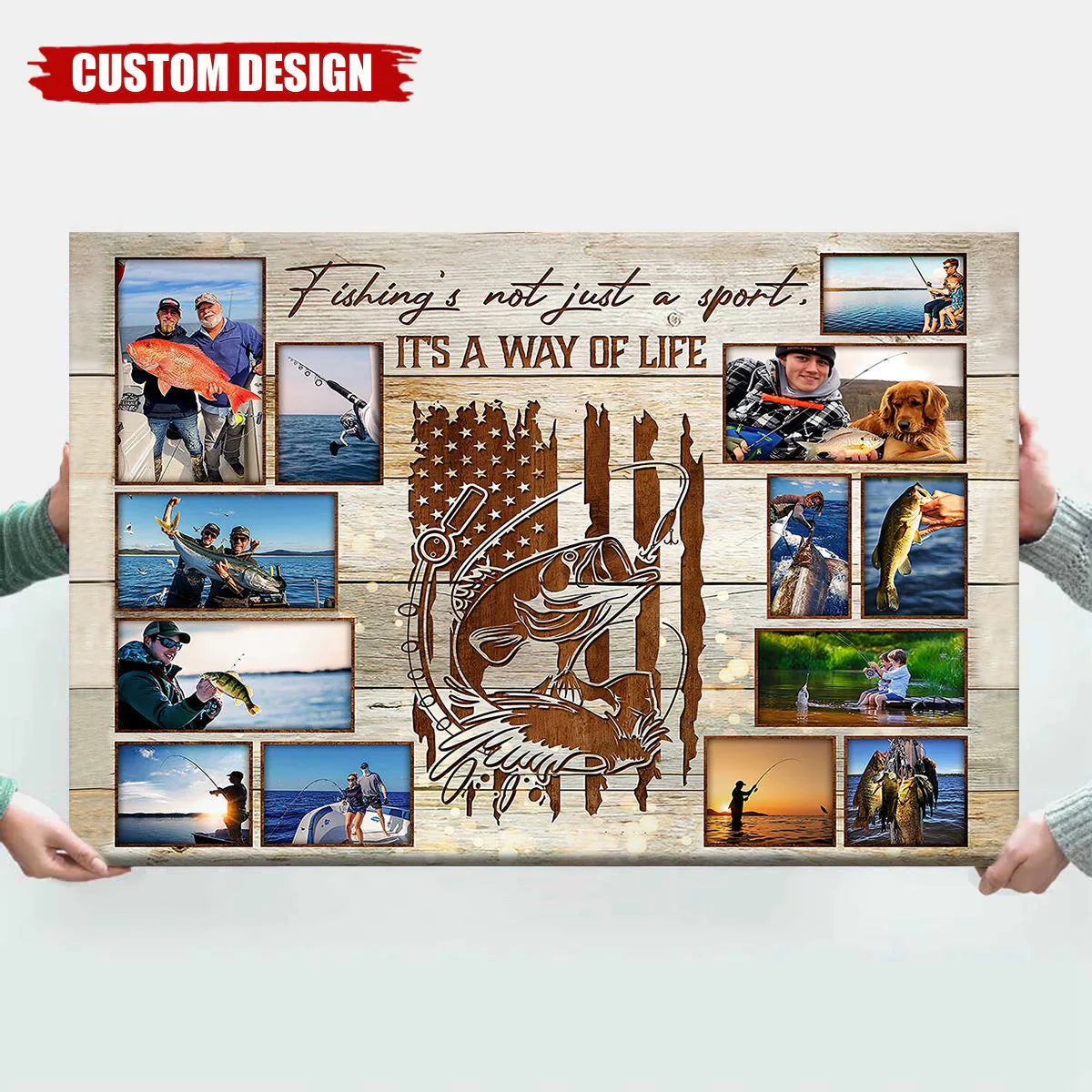 Custom Fishing Photo Collage for Dad with personalized design details for meaningful gifting image 8