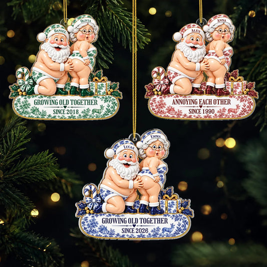Growing Old Together Personalized Couple Christmas Acrylic Ornament - Husband Wife Keepsake Gift