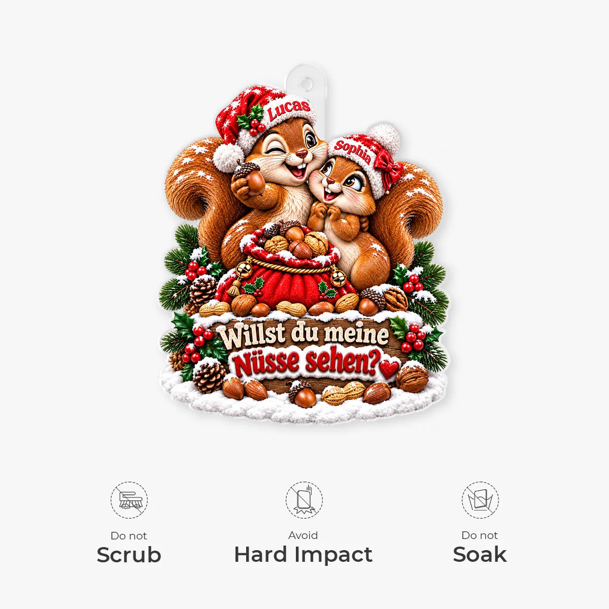 Wanna See My Nuts Squirrel - Personalized Acrylic Ornament for Couples Holiday Gift