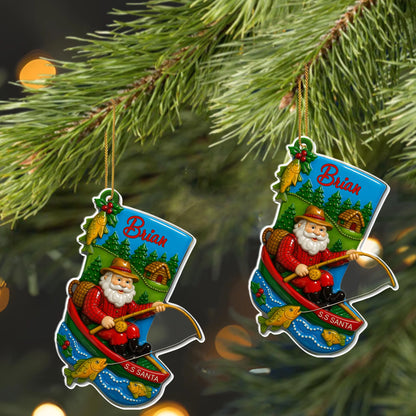 Santa Fishing Adventure, Christmas Ornament