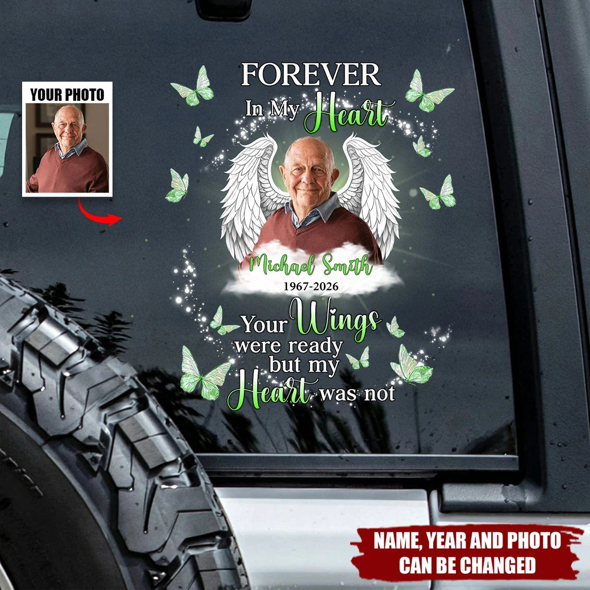 Forever In My Heart Personalized Memorial Decal - Custom Photo Loss of Loved One Sticker Gift