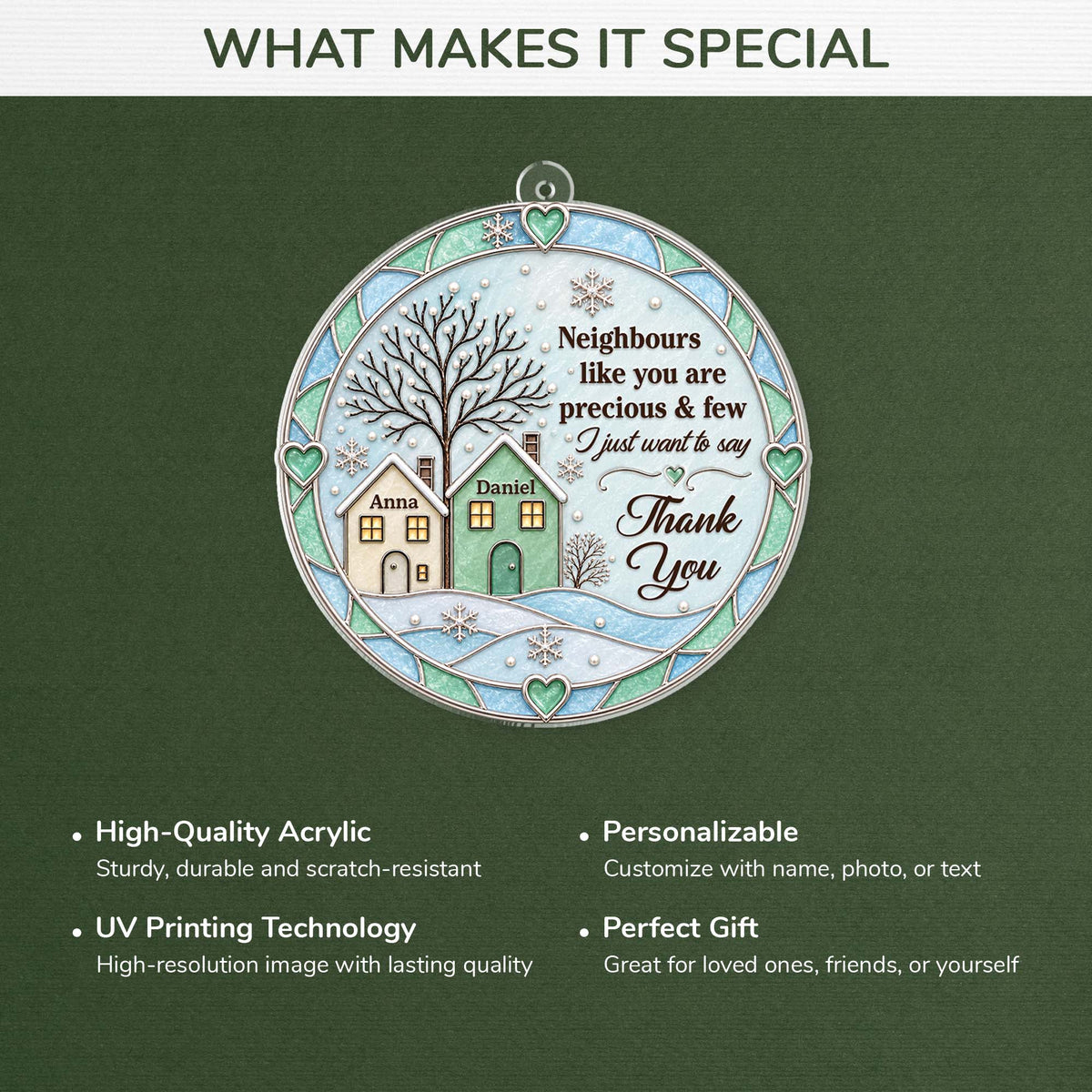 "Neighbours Like You Are Precious And Few" Custom Acrylic Ornament - Personalized Christmas Keepsake Gift for Neighbors