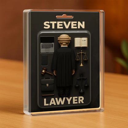 Personalized lawyer acrylic plaque featuring custom name, gavel, and scales of justice for attorney desk decor image 8