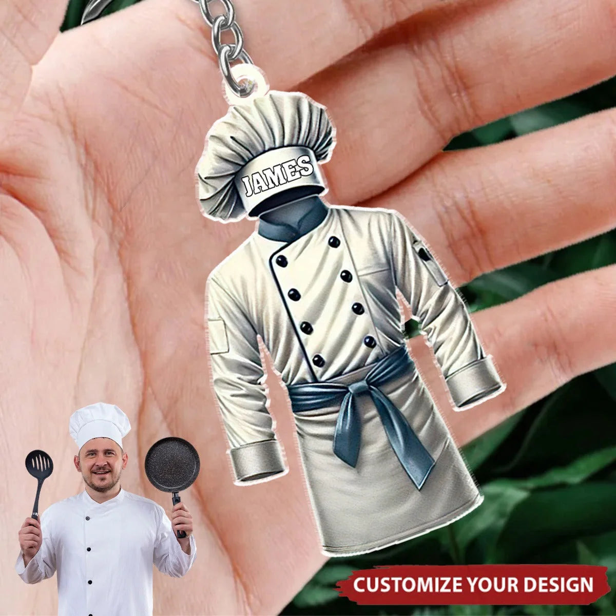 Custom Chef Coat Personalized Acrylic Keychain - Unique Birthday and Cooking Keepsake for Culinary Lovers