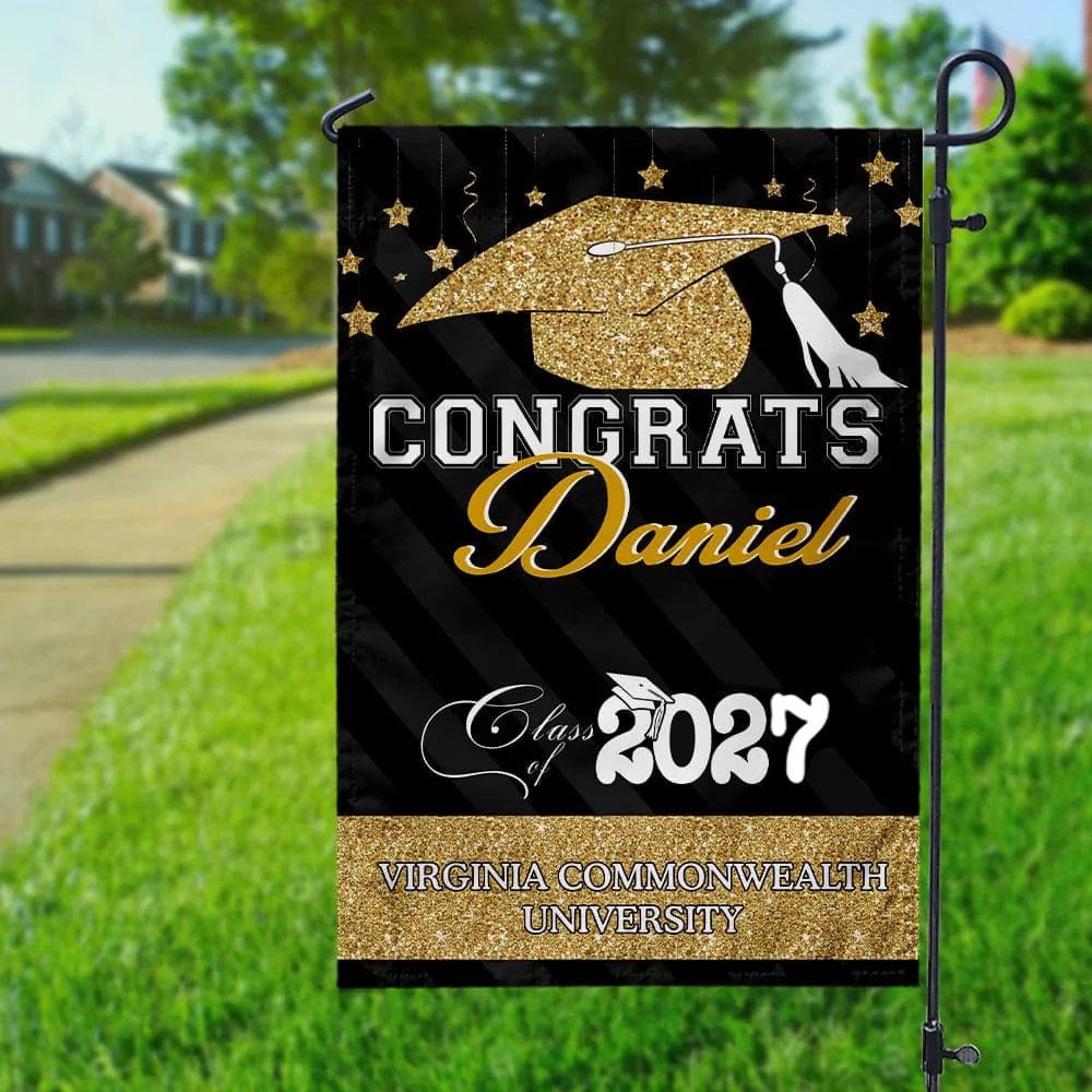 Personalized Graduation Garden Flag with Congrats Class of 2026 name and school info image 7