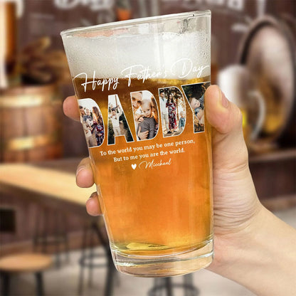 Custom Family Photo Beer Glass - Happy Father’s Day Gift