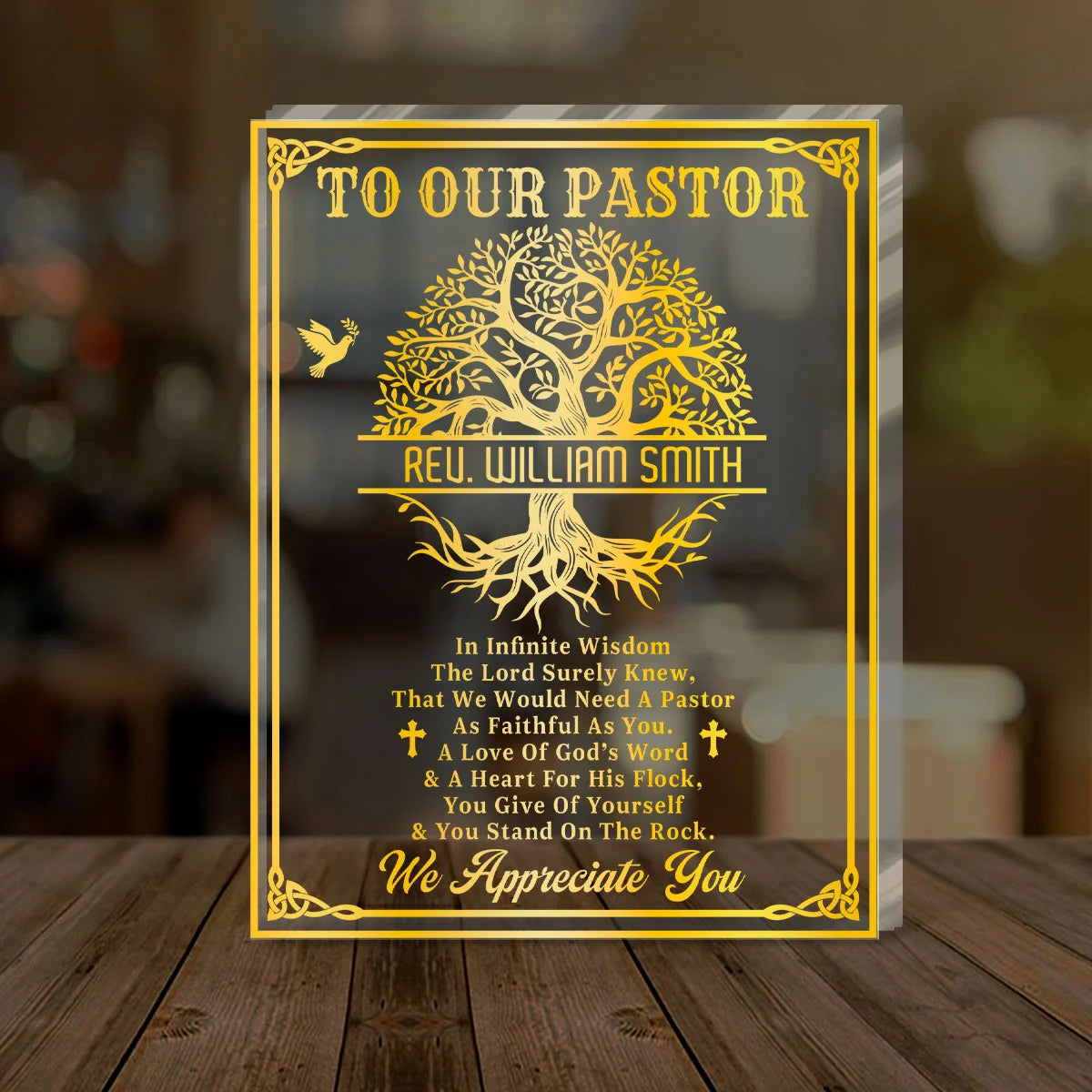 "To Our Pastor Faithful Servant" Personalized Acrylic Plaque - Custom Pastor Appreciation Gift Keepsake