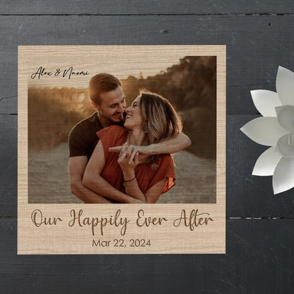 Our Happily Ever After Custom Square Canvas - Personalized Couple Photo Wall Art Gift