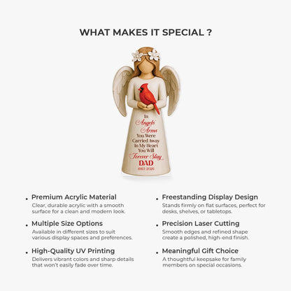 In Angels Arms Personalized Memorial Plaque - Custom Cardinal Keepsake for Loss of Loved One