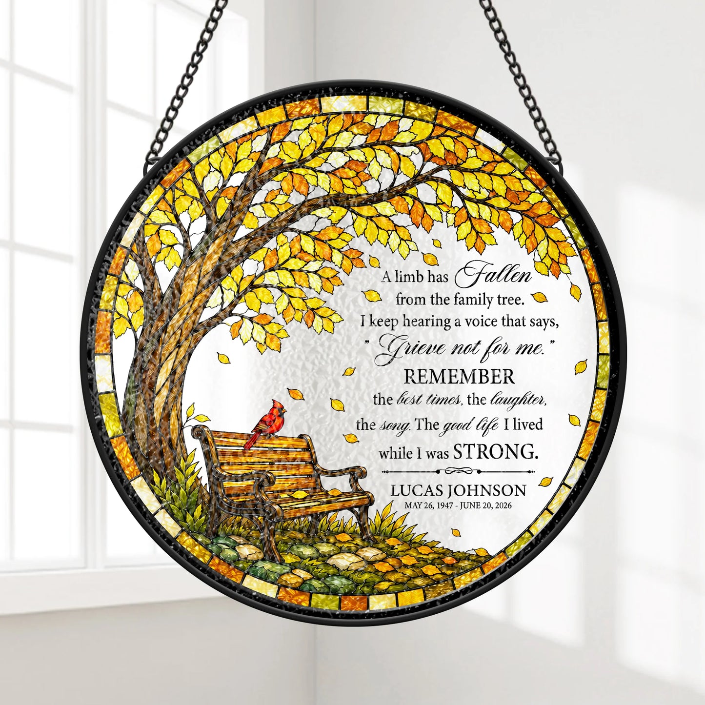 A Limb Has Fallen From The Family Tree - Personalized Glass Suncatcher Memorial Gift