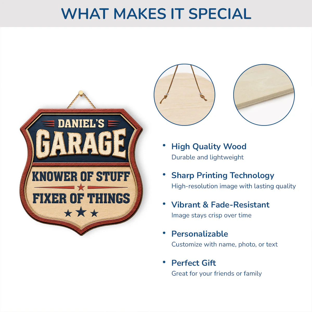 Wood Sign material and size view - Custom Garage Signs