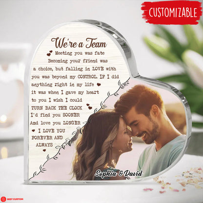 Personalized Couple Photo Heart Acrylic Plaque personalization view for Couples