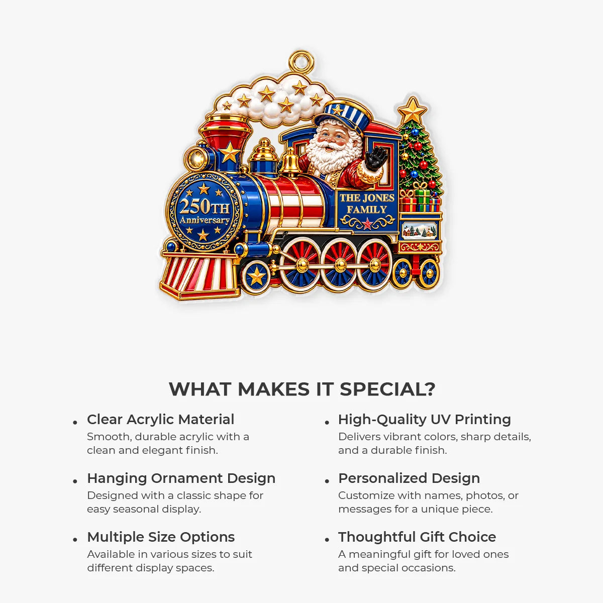 Holiday Express Personalized Christmas Train Acrylic Ornament - Custom Holiday Keepsake for Family