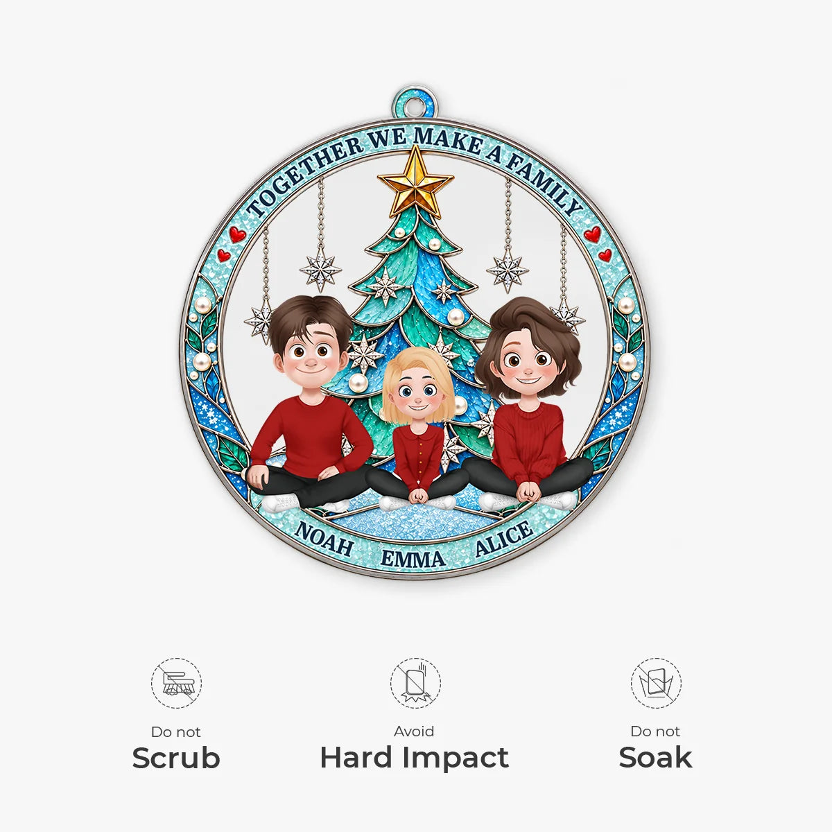 "Together We Make a Family" Custom Family Christmas Ornament - Personalized Family Acrylic Ornament Gift