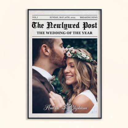 Custom Wedding Newspaper Photo Poster personalization view for Couples