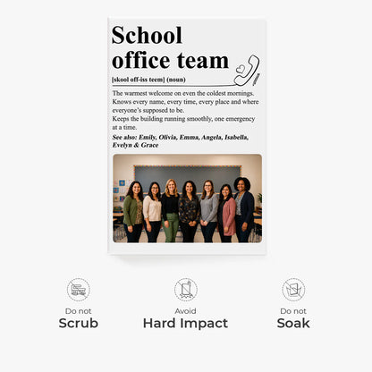 Plaque material and size view - Personalized School Office Team Plaque