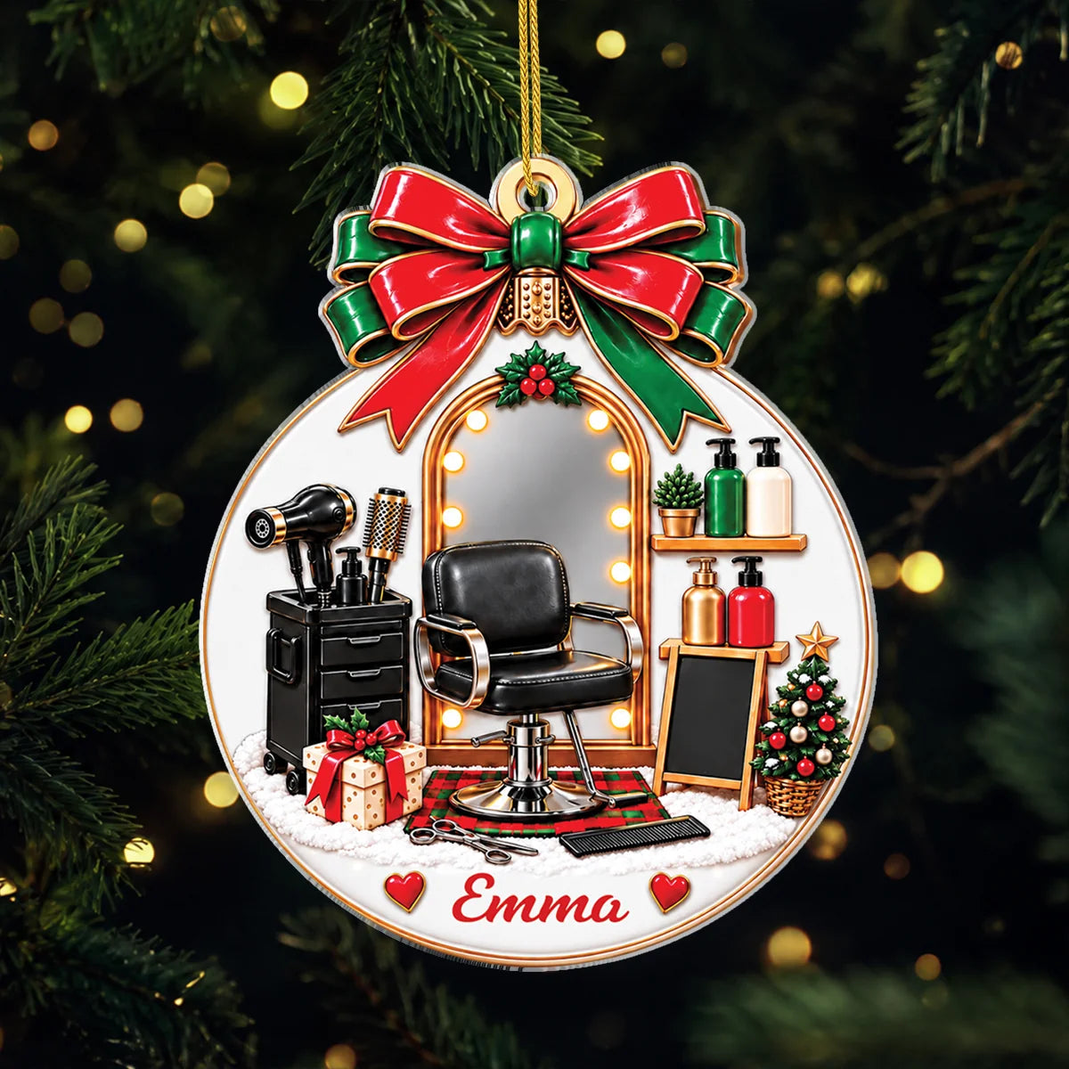Hair Salon Station Personalized Acrylic Ornament - Christmas Gift for Hair Stylist