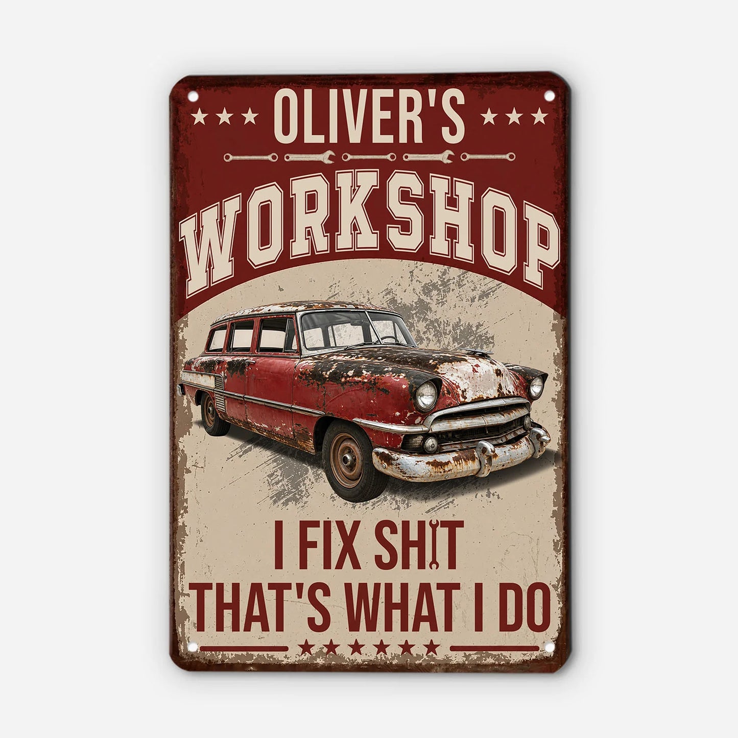 Custom Garage Metal Sign for Dad with personalized design details for meaningful gifting