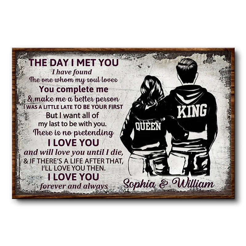 "The Day I Met You I Have Found" Personalized Couple Canvas / Poster - Custom Wall Art Romantic Gift for Wife or Husband