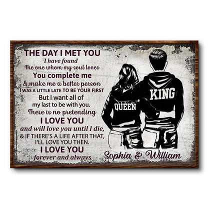 "The Day I Met You I Have Found" Personalized Couple Canvas / Poster - Custom Wall Art Romantic Gift for Wife or Husband