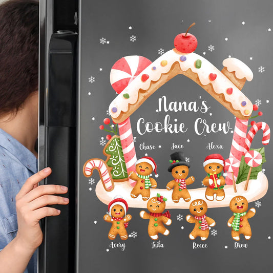 Nana's Cookie Crew Personalized Decal for Grandma - Custom Holiday Gingerbread Sticker Gift