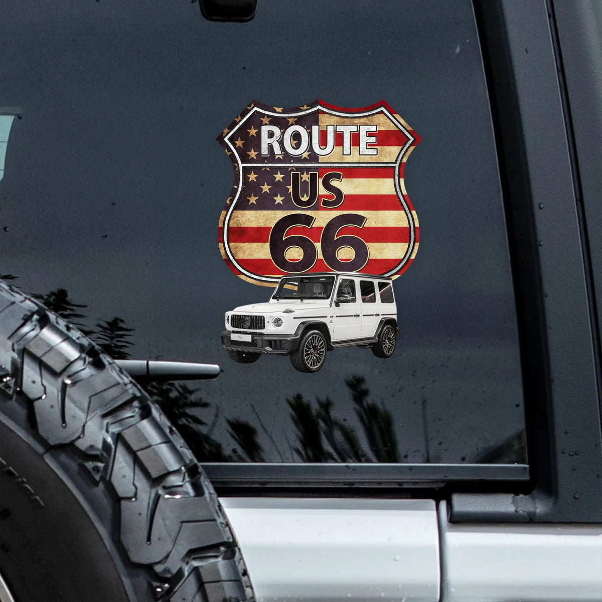 Custom Photo Route 66 Car Decal - Personalized US 66 Window Sticker for Car Lovers