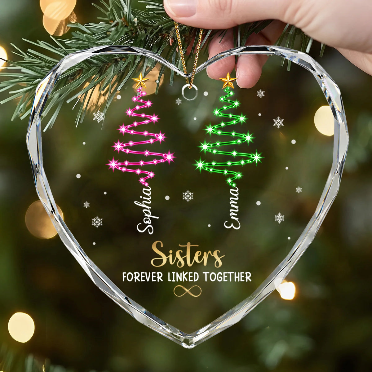 Brothers & Sisters Forever Linked Together - Personalized Heart Glass Ornament for Family