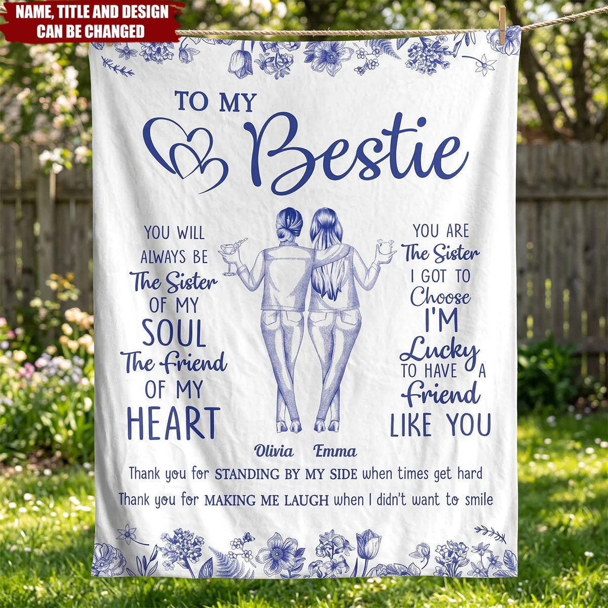 "To My Bestie You Are The Sister I Got To Choose" Personalized Blanket - Custom Friendship Sister Gift