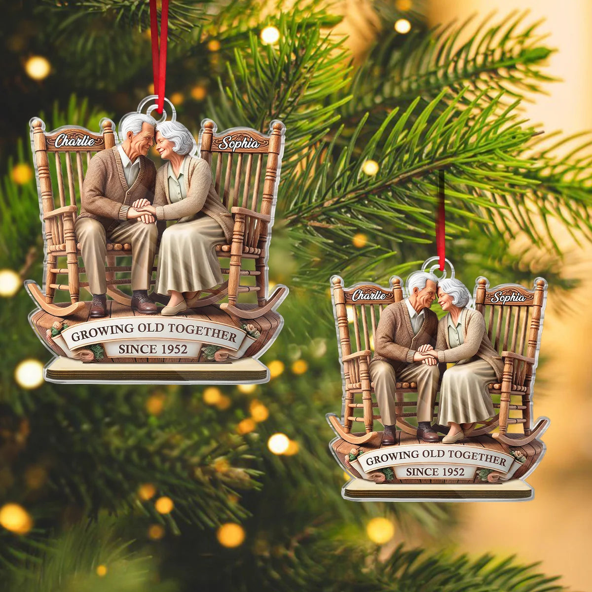 Growing Old Together Personalized Acrylic Ornament - Christmas Keepsake for Grandparents