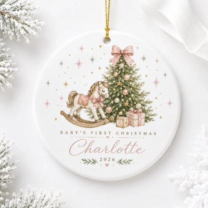 Baby's First Christmas Personalized Ceramic Ornament - Baby Girl Keepsake Gift