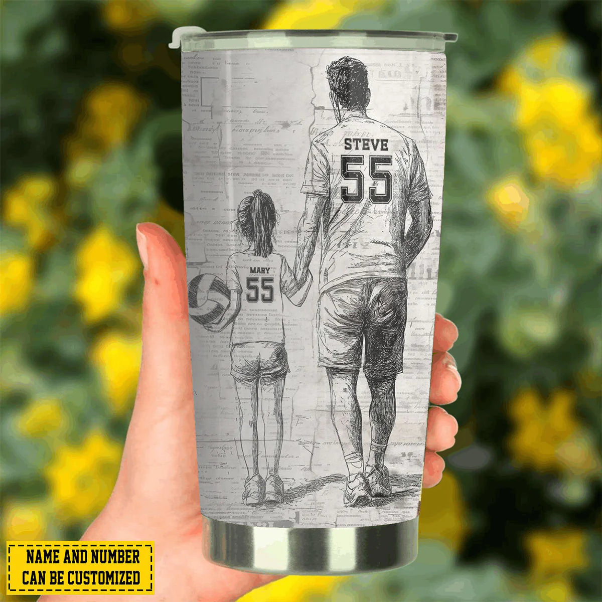 Custom Volleyball Dad Tumbler for Dad with personalized design details for meaningful gifting image 7