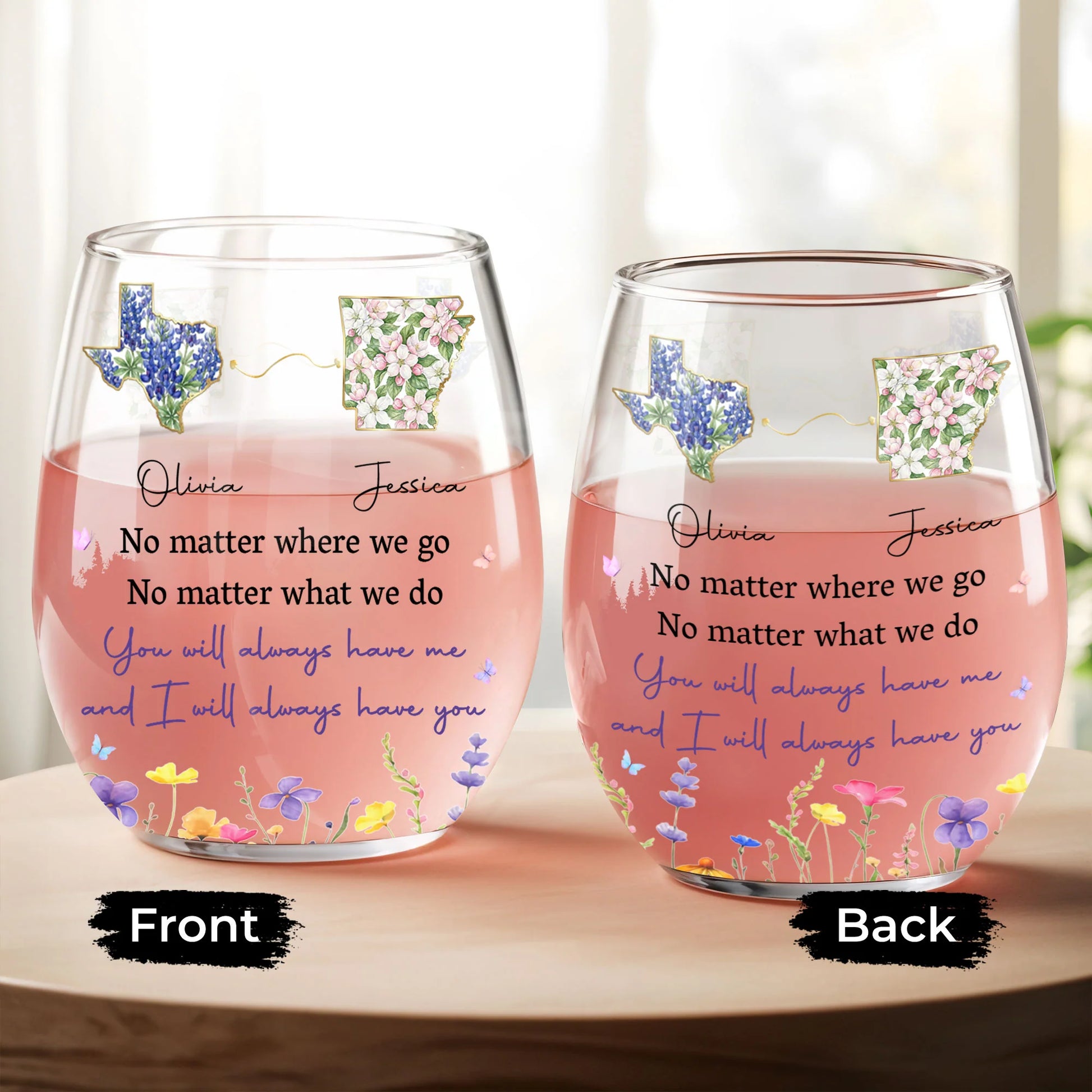 Long Distance Best Friend Wine Glass personalization view for Best Friends