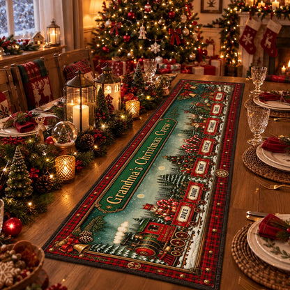 Grandma's Christmas Crew Personalized Runner Rug - Holiday Decor for Family