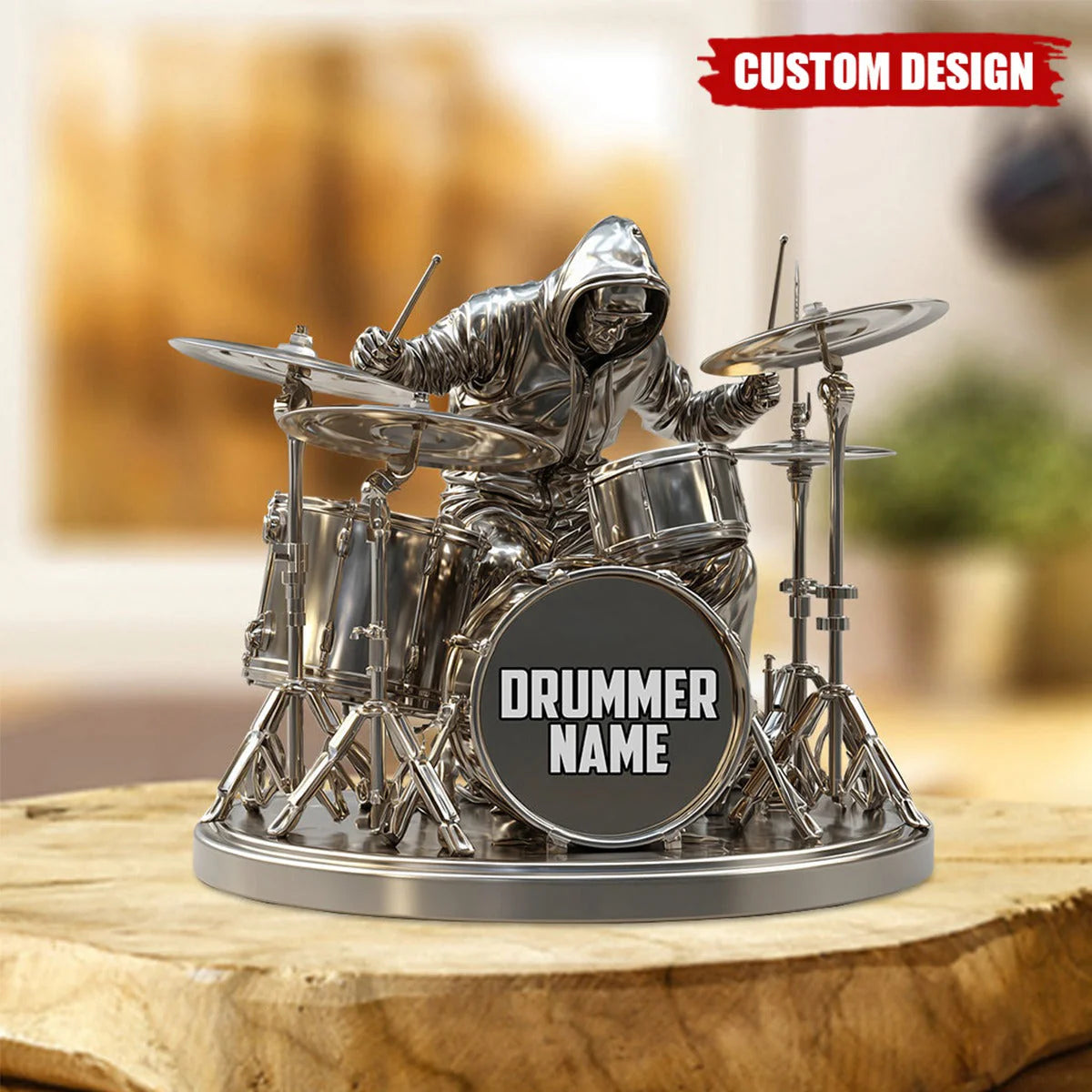 Plaque material and size view - Custom Drummer Shaped Acrylic Plaque