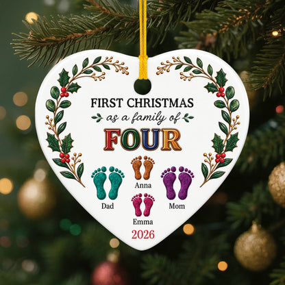"First Christmas as a Family" Personalized Ceramic Ornament - Keepsake for New Parents