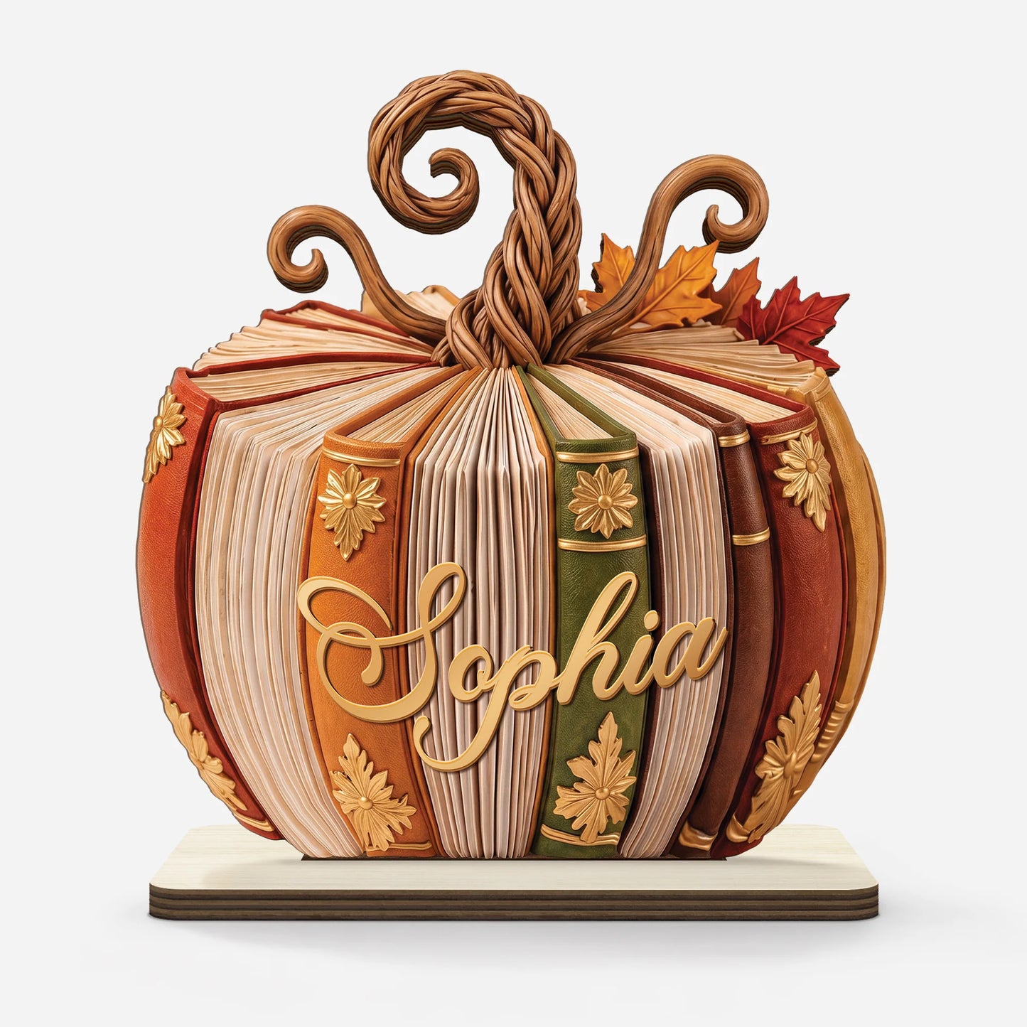 Personalized Pumpkin Book Wooden Plaque - Custom Name Fall Decor Keepsake Gift for Book Lovers