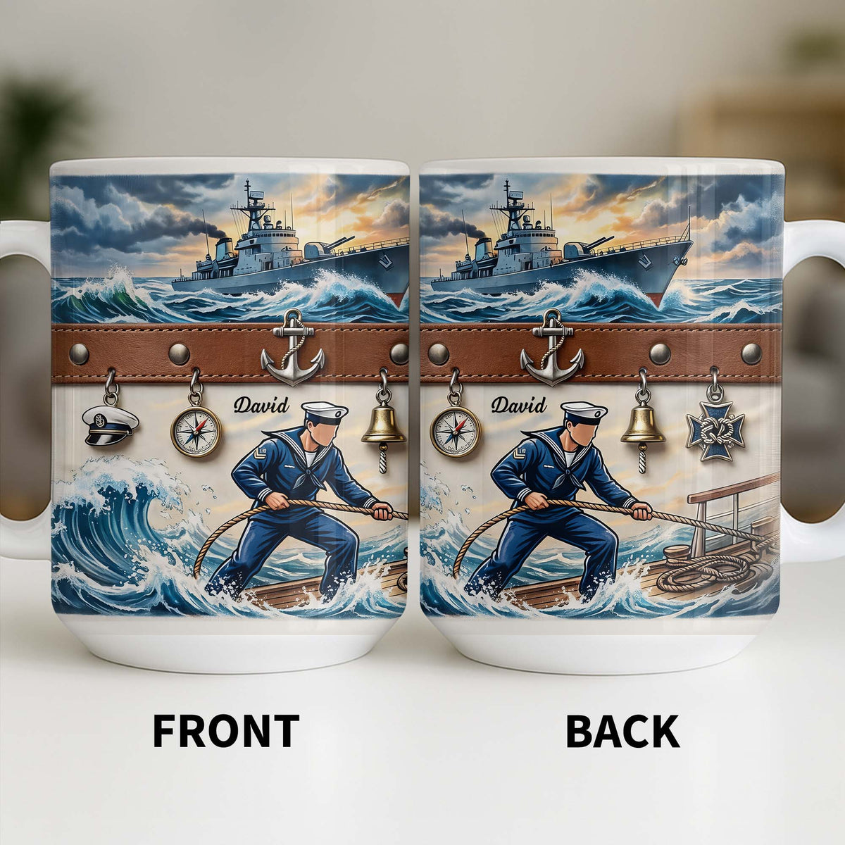 To My Courageous Sailor, Ship And Ocean Waves Design