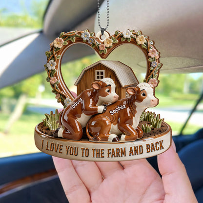 Custom Cow Car Hanging Ornament for Couples with personalized design details for meaningful gifting image 9