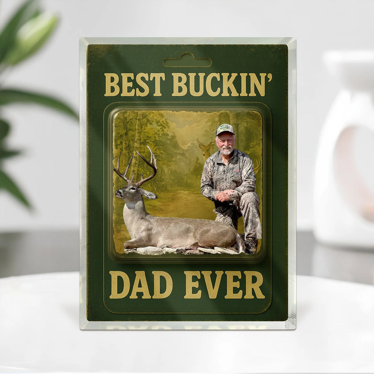 Best Buckin' Dad Ever - Personalized Hunting Acrylic Block Plaque Gift for Dad