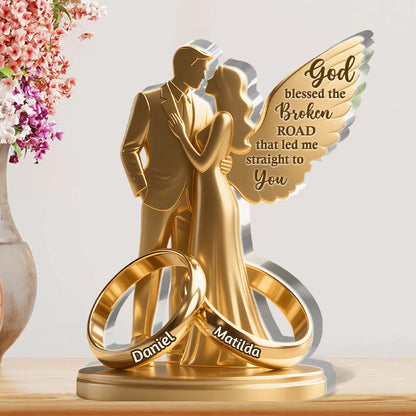 Plaque material and size view - Personalized Christian Couple Acrylic Plaque