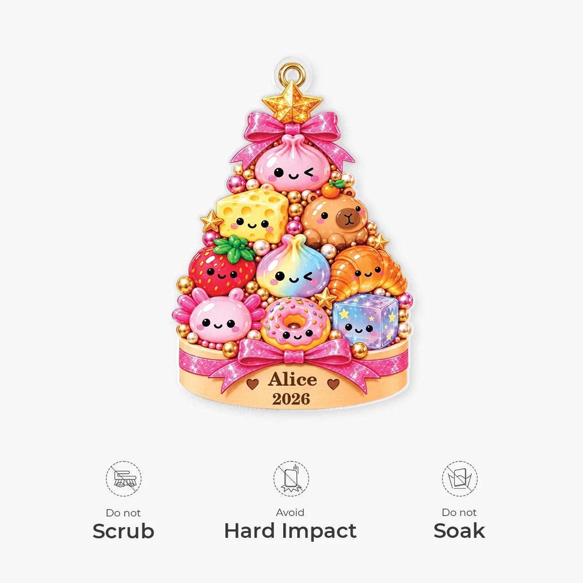 Kawaii Dumplings Sweet Treats Tree Personalized Acrylic Ornament - Christmas Keepsake for Kids