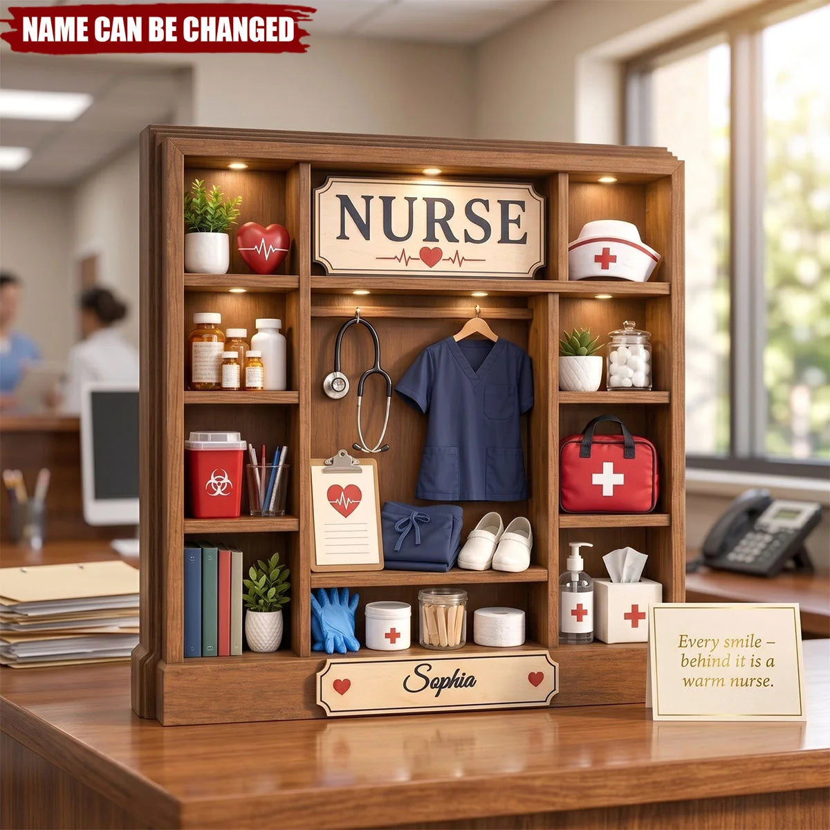 Personalized Nurse Wooden Block - Custom Medical Office Shelf Decor & Graduation Keepsake Gift