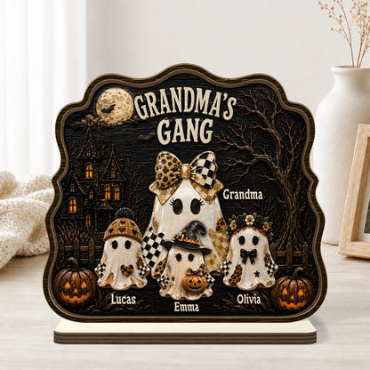 Personalized Halloween Wooden Plaque personalization view for Mom