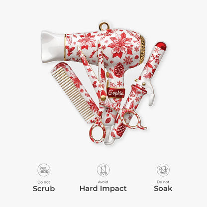 Floral Hair Stylist Tools Personalized Acrylic Ornament - Christmas Gift for Hairstylists